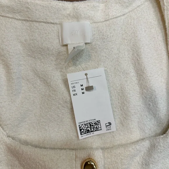 NWT H&M Cream Button-Front Blouse - Picture 6 of 7
